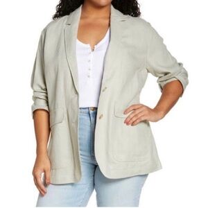Madewell Breezewoven Larsen Blazer Oversized Linen Jacket Mint Green Size Small